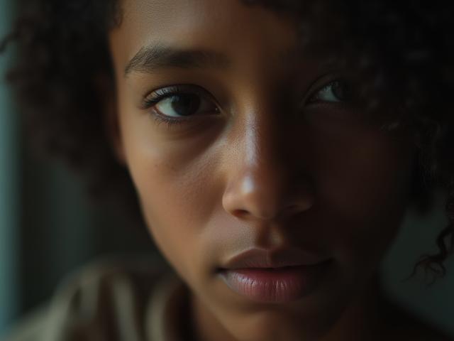 Heartfelt close-up portrait revealing deep human emotion